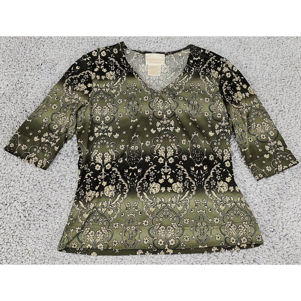 Christie Jill Vintage 90s Top Green Ombre Floral S Fairy Grunge Whimsigoth Goth